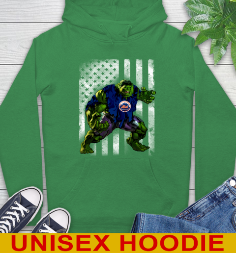 New York Mets Hulk Marvel Avengers MLB Baseball American Flag Hoodie 8