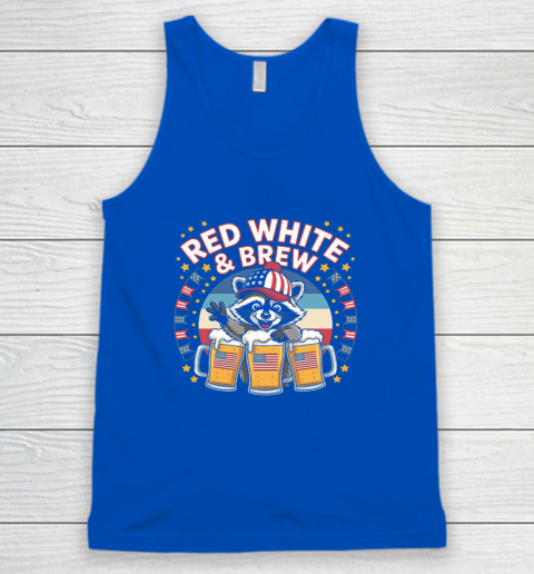 Funny Raccoon red white and brew Independence Day 4th of July Tank Top 3