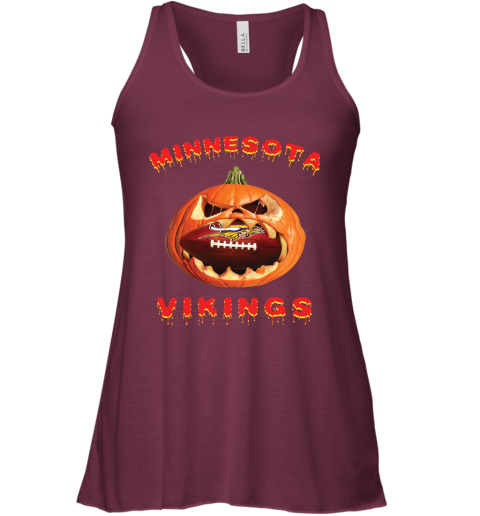 NFL Minnesota Vikings Halloween Pumpkin Football Sports u2M921NTzCY flowy tank 32 95 151514 front maroon