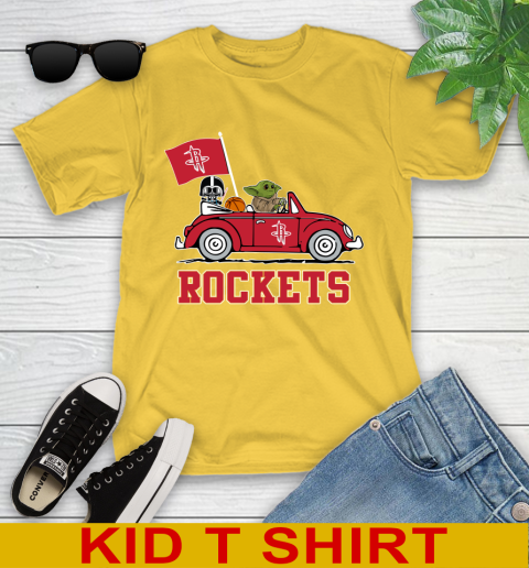 NBA Basketball Houston Rockets Darth Vader Baby Yoda Driving Star Wars Shirt Youth T-Shirt 8