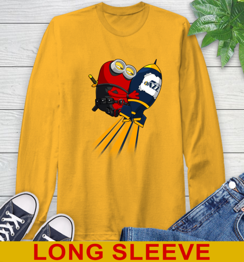 NBA Basketball Utah Jazz Deadpool Minion Marvel Shirt Long Sleeve T-Shirt 2