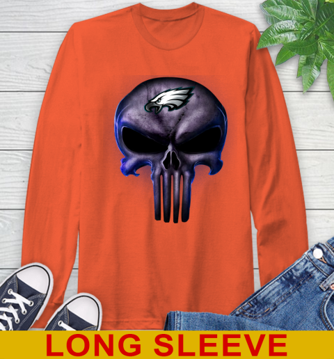 Philadelphia Eagles NFL Football Punisher Skull Sports Long Sleeve T-Shirt - Image 5