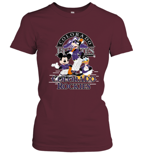 Colorado Rockies Mickey Donald And Goofy Baseball Women's T-Shirt