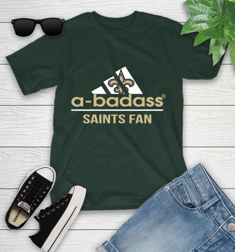 NFL A Badass New Orleans Saints Fan Adidas Football Sports Youth T-Shirt 5