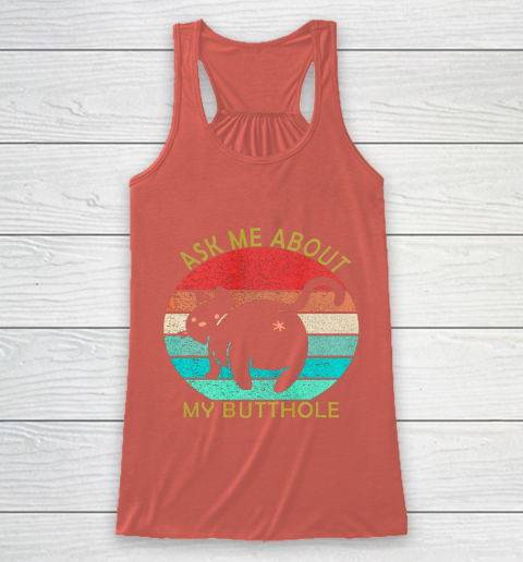 Funny Cat Kitten Tee Ask me about my BUTTHOLE Racerback Tank 3