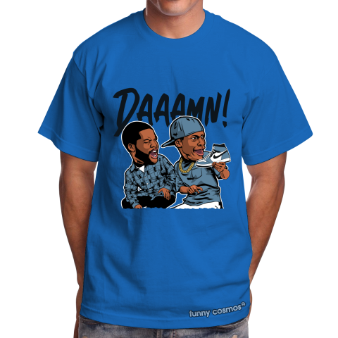 Air Jordan 1 Fearless Facetasm Matching Sneaker Shirt Daaamn Meme White Navy And Light Blue Sneaker White Tshirt