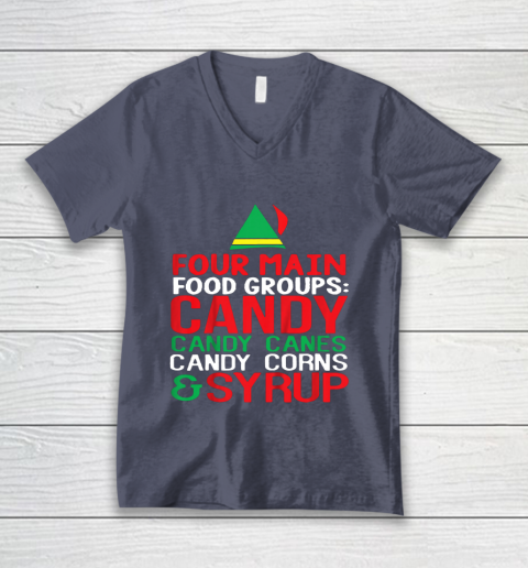 4 Main Food Groups Elf Buddy Christmas V-Neck T-Shirt 7