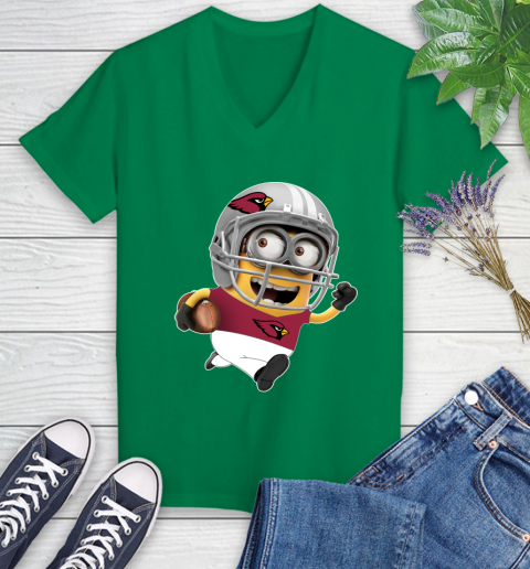 NFL Arizona Cardinals Minions Disney Football Sports Women's V-Neck T-Shirt 5
