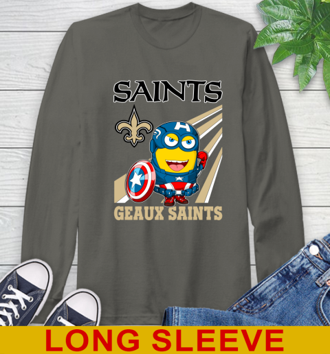 NFL Football New Orleans Saints Captain America Marvel Avengers Minion Shirt Long Sleeve T-Shirt 10
