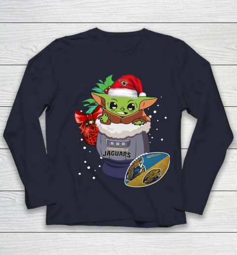 Jacksonville Jaguars Christmas Baby Yoda Star Wars Funny Happy NFL Youth Long Sleeve 3