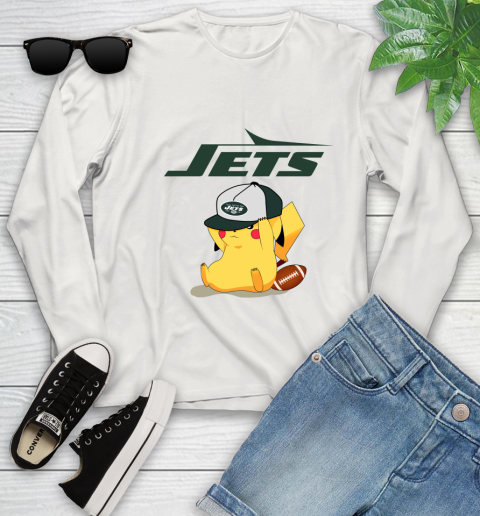 NFL Pikachu Football Sports New York Jets Youth Long Sleeve 12