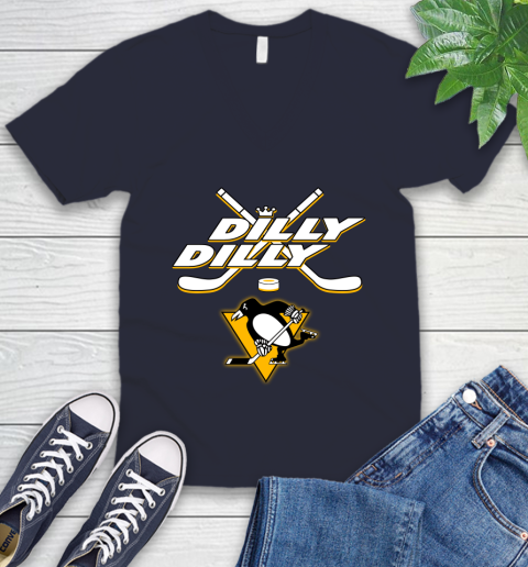 NHL Pittsburgh Penguins Dilly Dilly Hockey Sports V-Neck T-Shirt 3