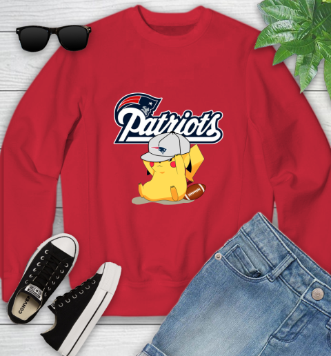 NFL Pikachu Football Sports New England Patriots Youth Sweatshirt 9