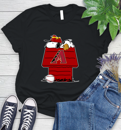MLB Arizona Diamondbacks Snoopy Woodstock The Peanuts Movie Baseball T Shirt Women's T-Shirt 2