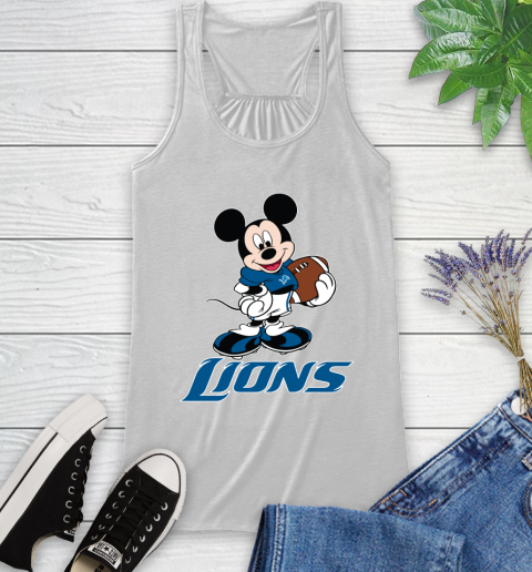 NFL Football Detroit Lions Cheerful Mickey Mouse Shirt Racerback Tank 2