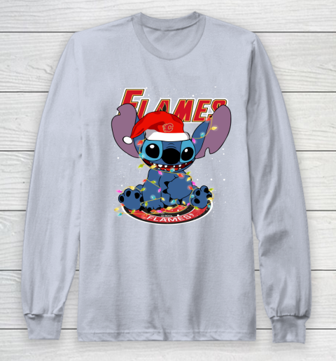Calgary Flames NHL Hockey noel stitch Christmas Long Sleeve T-Shirt 4