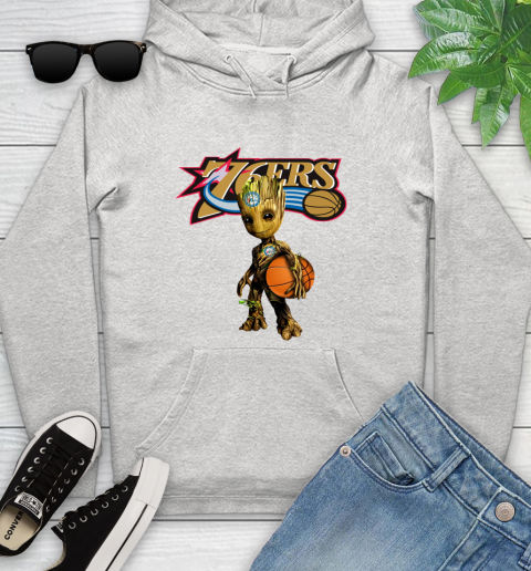 Philadelphia 76ers NBA Basketball Groot Marvel Guardians Of The Galaxy Youth Hoodie