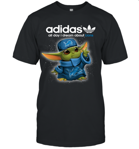 Baby Yoda Adidas All Day I Dream About Detroit Lions Unisex Jersey Tee