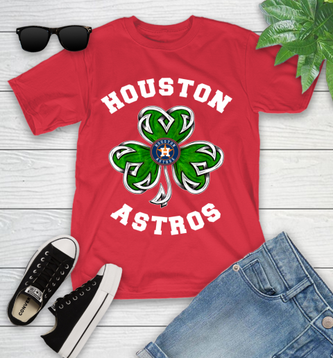 MLB Houston Astros Three Leaf Clover St Patrick's Day Baseball Sports Youth T-Shirt 13