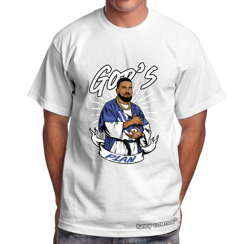 Air Jordan 1 Game Royal Matching Sneaker Shirt Drake God's Plan Royal Black And White Sneaker Shirt