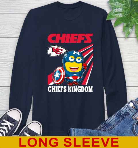 NFL Football Kansas City Chiefs Captain America Marvel Avengers Minion Shirt Long Sleeve T-Shirt 3