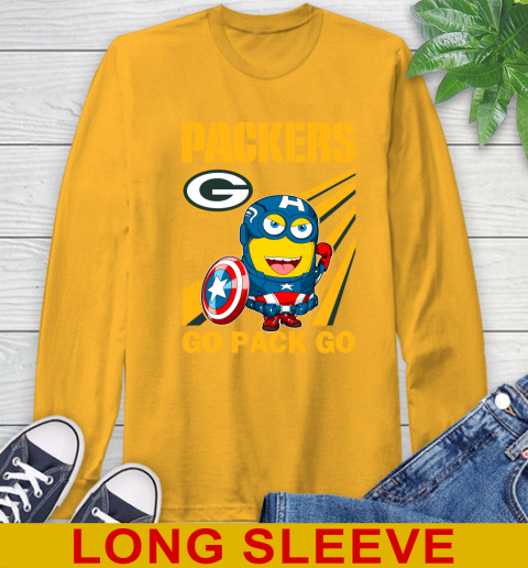 NFL Football Green Bay Packers Captain America Marvel Avengers Minion Shirt Long Sleeve T-Shirt 2