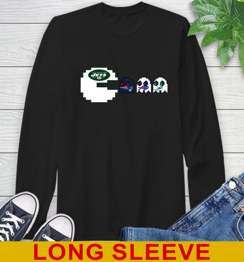 New York Jets NFL Football Pac Man Champion Long Sleeve T-Shirt 2