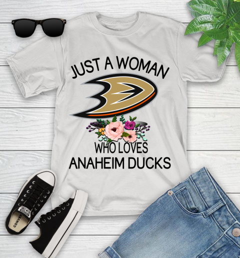NHL Just A Woman Who Loves Anaheim Ducks Hockey Sports Youth T-Shirt