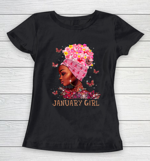 Womens Woman Breast Cancer Awareness Gift Tee January Girl Women's T-Shirt