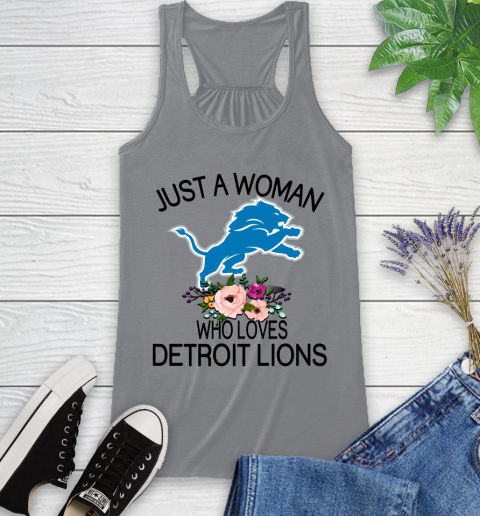 NFL Just A Woman Who Loves Detroit Lions Football Sports Racerback Tank 3