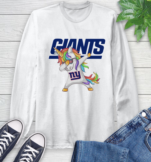 New York Giants NFL Football Funny Unicorn Dabbing Sports Long Sleeve T-Shirt