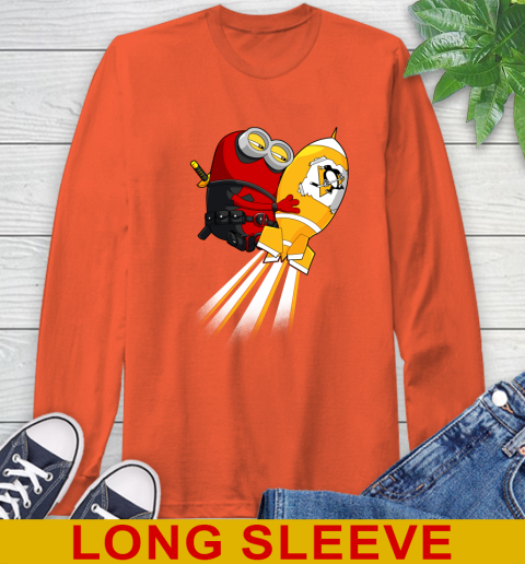 NHL Hockey Pittsburgh Penguins Deadpool Minion Marvel Shirt Long Sleeve T-Shirt 4