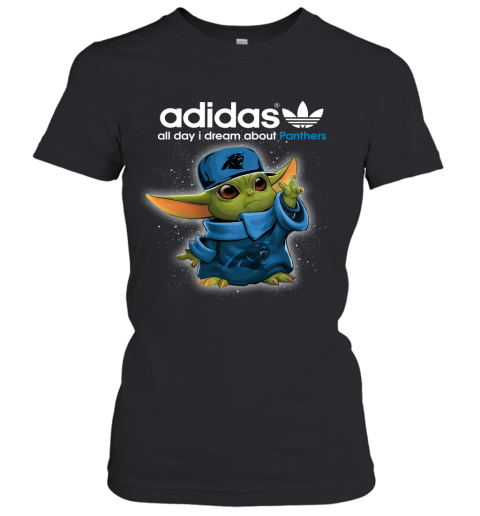 Baby Yoda Adidas All Day I Dream About Carolina Panthers Women's T-Shirt