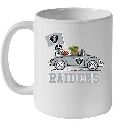 NFL Football Oakland Raiders Darth Vader Baby Yoda Driving Star Wars Shirt Ceramic Mug 11oz