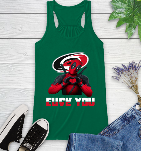 NHL Carolina Hurricanes Deadpool Love You Fuck You Hockey Sports Racerback Tank 6