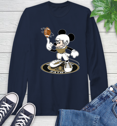 NFL Football New Orleans Saints Cheerful Mickey Disney Shirt Long Sleeve T-Shirt 4