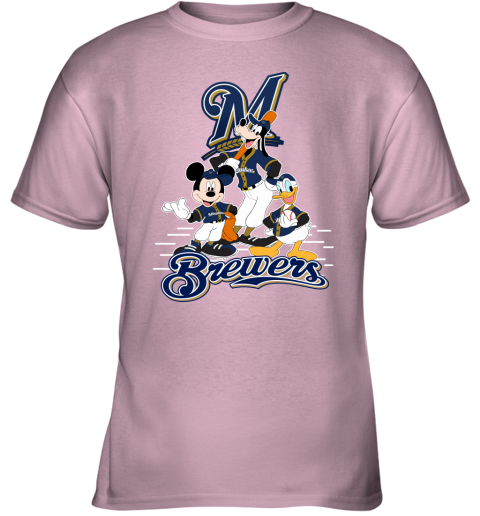 Baseball Mickey Team Milwaukee Brewers Youth T-Shirt 