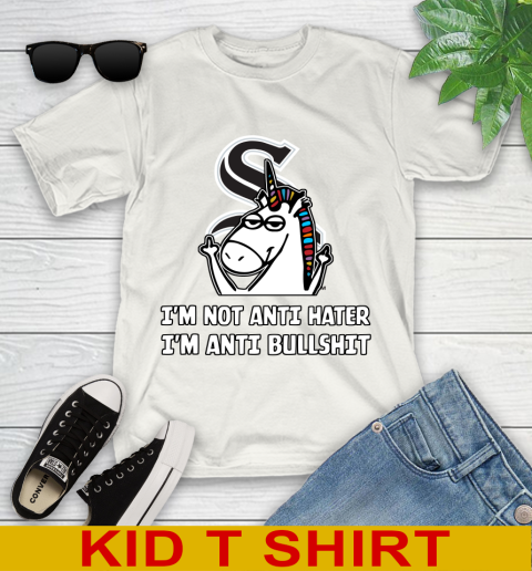 Chicago White Sox MLB Baseball Unicorn I'm Not Anti Hater I'm Anti Bullshit Youth T-Shirt