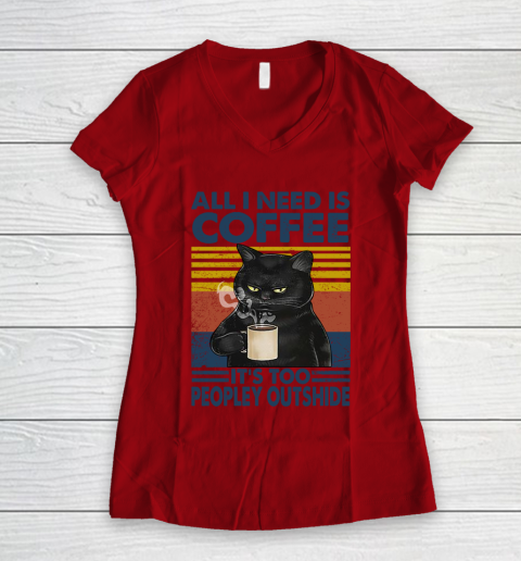 Cat that's what I do I drink beer I hate people and I know things vintage Women's V-Neck T-Shirt 6
