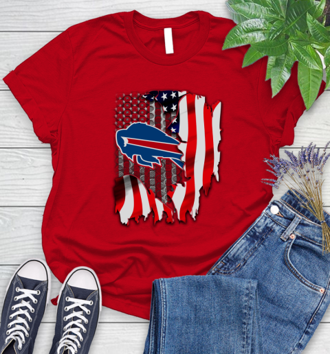 Buffalo Bills NFL Football American Flag Women's T-Shirt 13