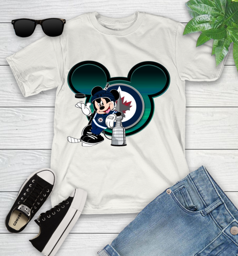 NHL Winnipeg Jets Stanley Cup Mickey Mouse Disney Hockey T Shirt Youth T-Shirt