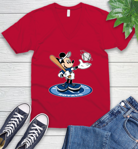 MLB Baseball Kansas City Royals Cheerful Mickey Disney Shirt V-Neck T-Shirt 7