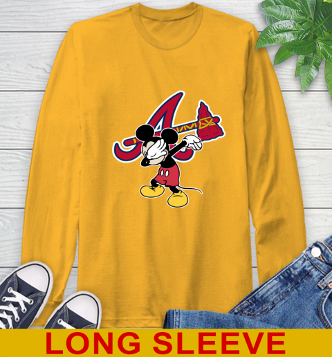 Atlanta Braves MLB Baseball Dabbing Mickey Disney Sports Long Sleeve T-Shirt 3