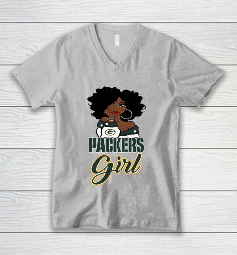 Green Bay Packers Girl NFL V-Neck T-Shirt 4