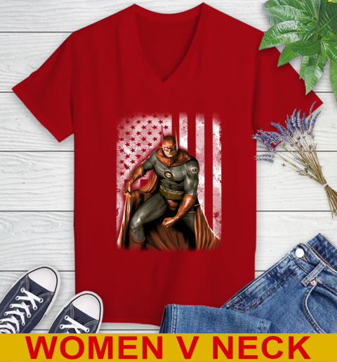 San Francisco Giants MLB Baseball Batman DC American Flag Shirt Women's V-Neck T-Shirt 10