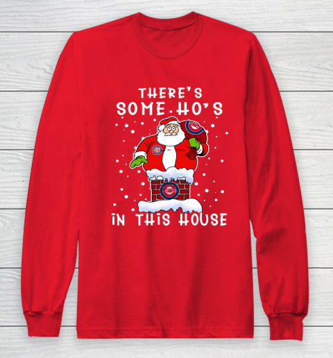 Chicago Cubs Christmas There Is Some Hos In This House Santa Stuck In The Chimney MLB Long Sleeve T-Shirt 7