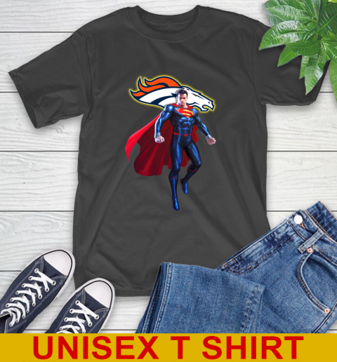 NFL Superman DC Sports Football Denver Broncos T Shirt Tee For Sports