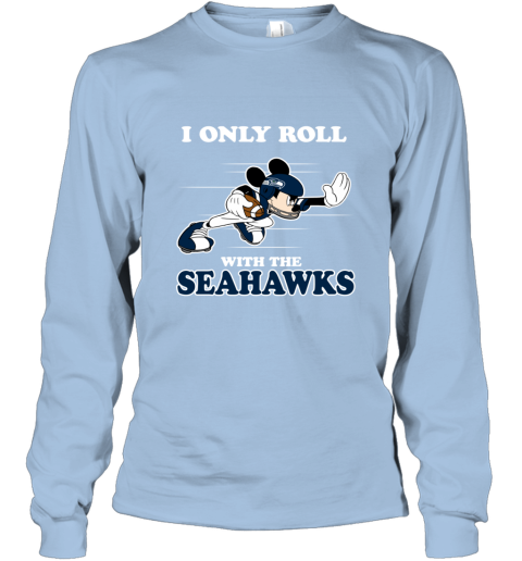 NFL Mickey Mouse I Only Roll With Seattle Seahawks Youth T-Shirt 