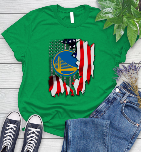 Golden State Warriors NBA Basketball American Flag Women's T-Shirt - Image 10
