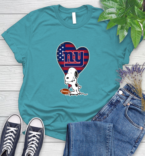 New York Giants NFL Football The Peanuts Movie Adorable Snoopy Women's T-Shirt 12